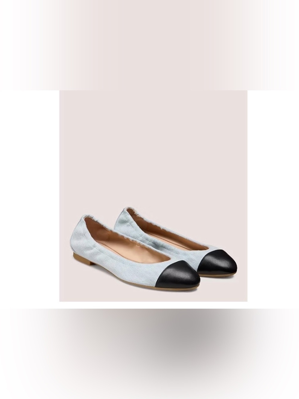 NEW Classic Two-Tone Women's Ballet Flats - Light Blue and Black